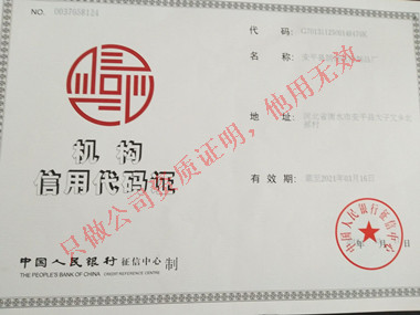 機(jī)構(gòu)信用代碼證